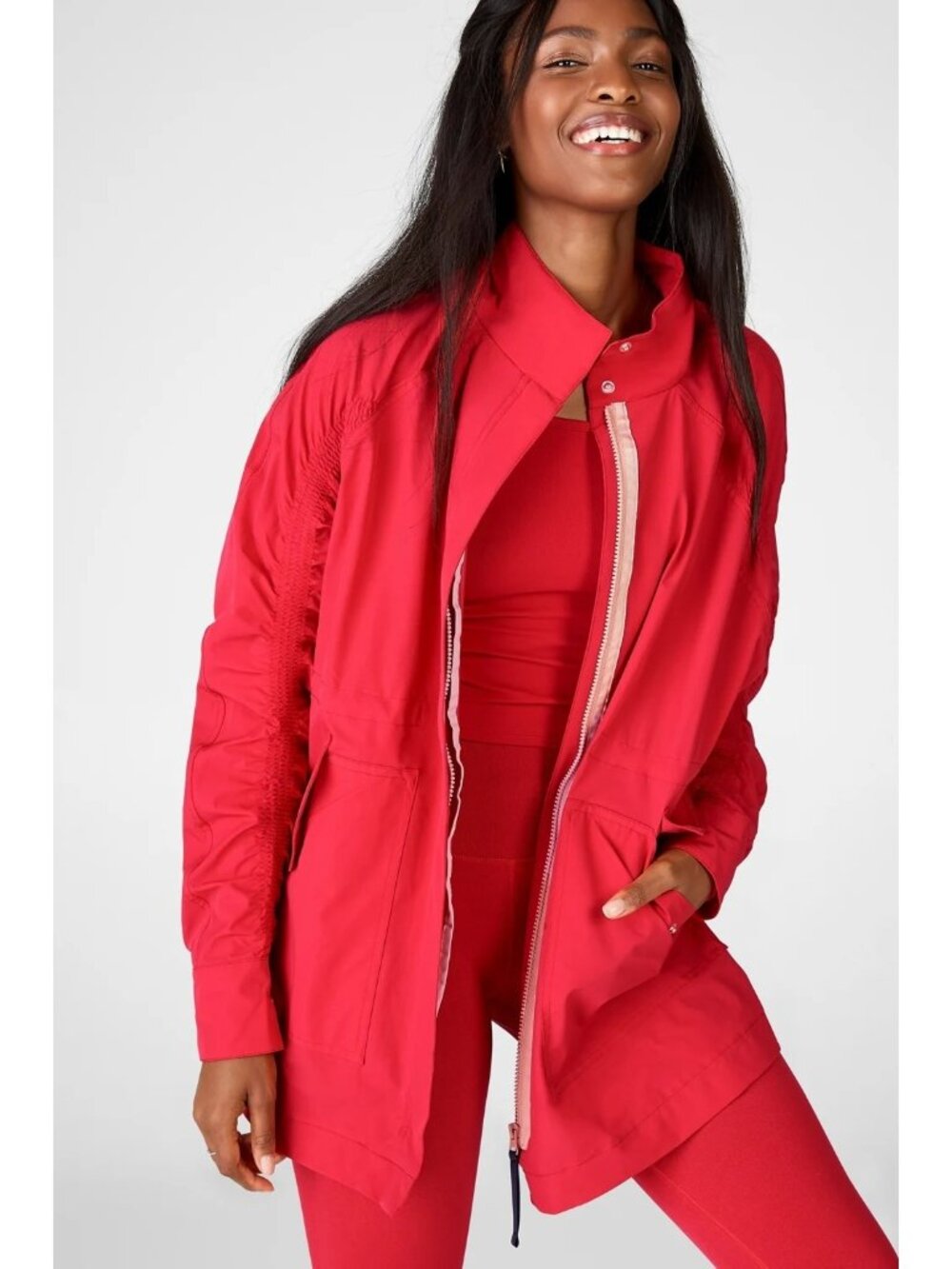 Fabletics Gianna Jacket XXS Full Zip Persimmon Sandalwood Travel Athleisure Gym